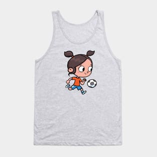 girl with ponytails successfully leads a soccer ball Tank Top